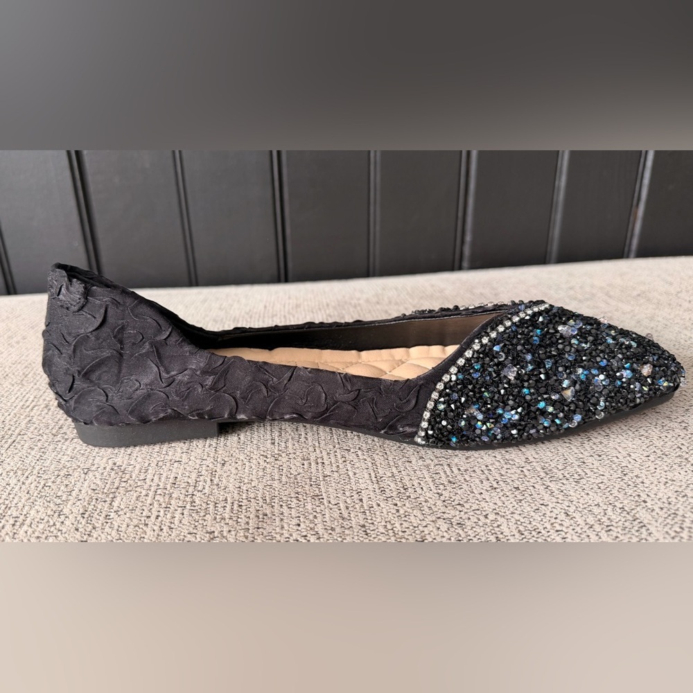 Women’s Black and Blue Beaded Flats - Picture 5 of 9